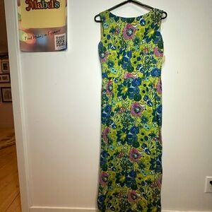 Vintage Floral Sleeveless Maxi Dress US 11